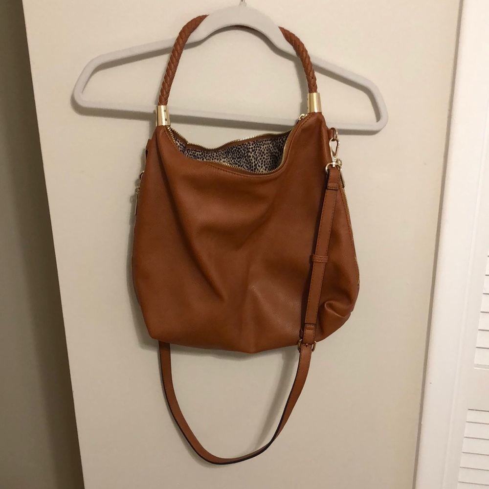 Sole Society Cognac Hobo with Braided Top Handle
